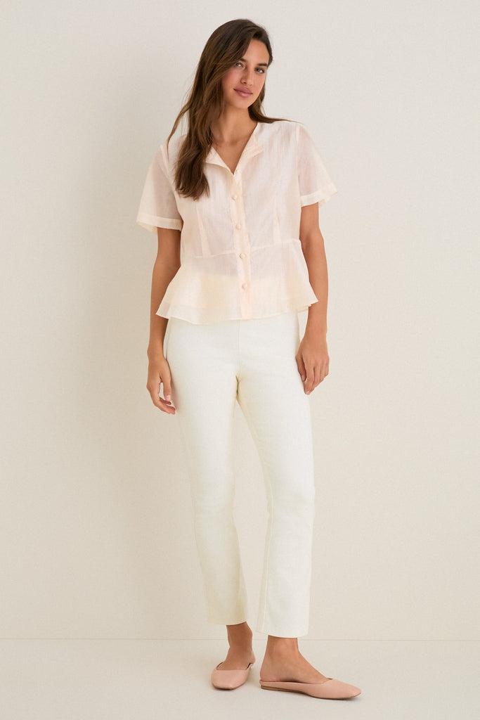 Peach Dust Organza Peplum Sylvette Blouse