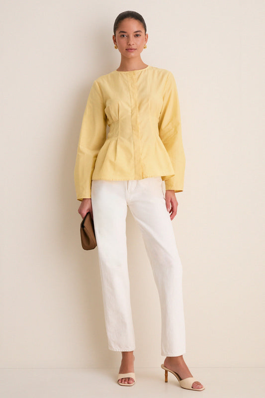 Butter Yellow Cotton Silk Arden Top