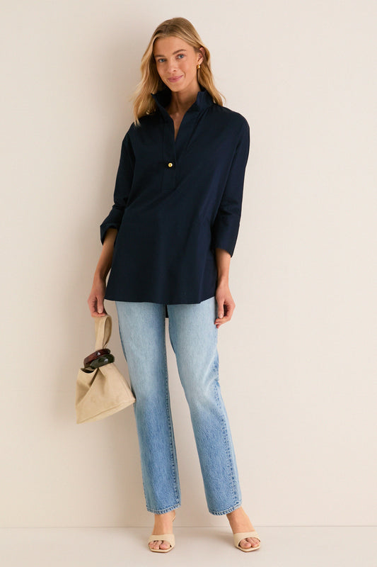 Navy Willow Blouse