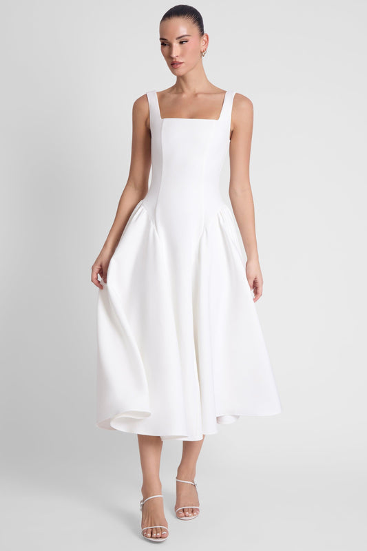 Chloe Corset Midi Dress - White