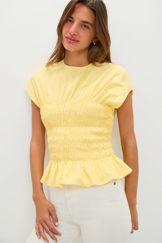 Yellow Smocked Rollins Top