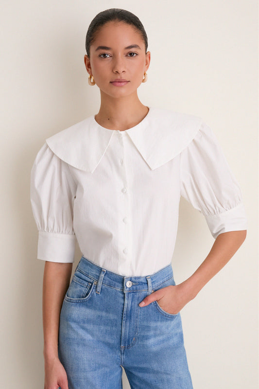 White Cotton Poplin Renee Blouse