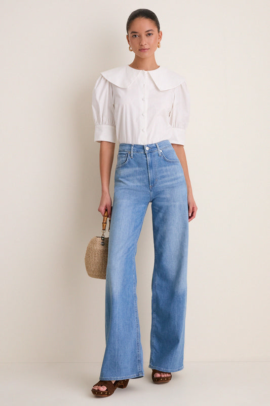 White Cotton Poplin Renee Blouse