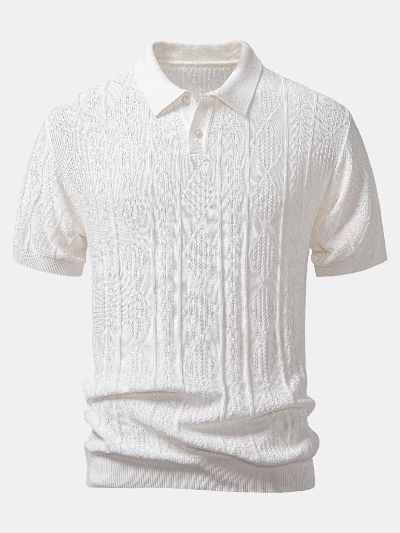 Geometric Jacquard Knitted Polo Shirt & Slim Fit Tapered Trousers