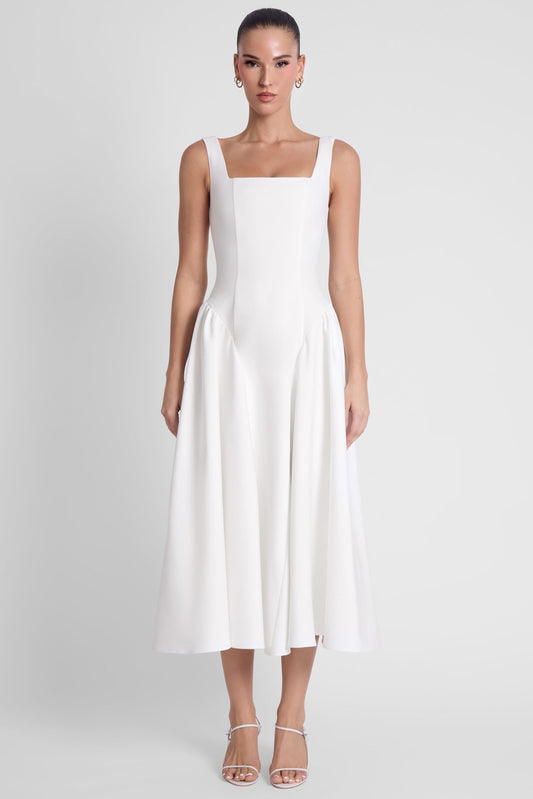 Chloe Corset Midi Dress - White