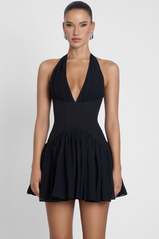 Harper Corset Mini Dress - Black