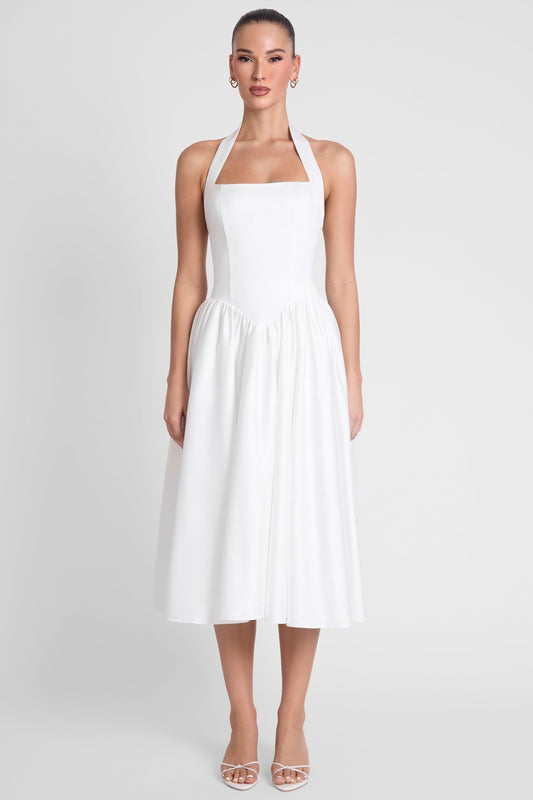Hart Halter Corset Midi Dress - White