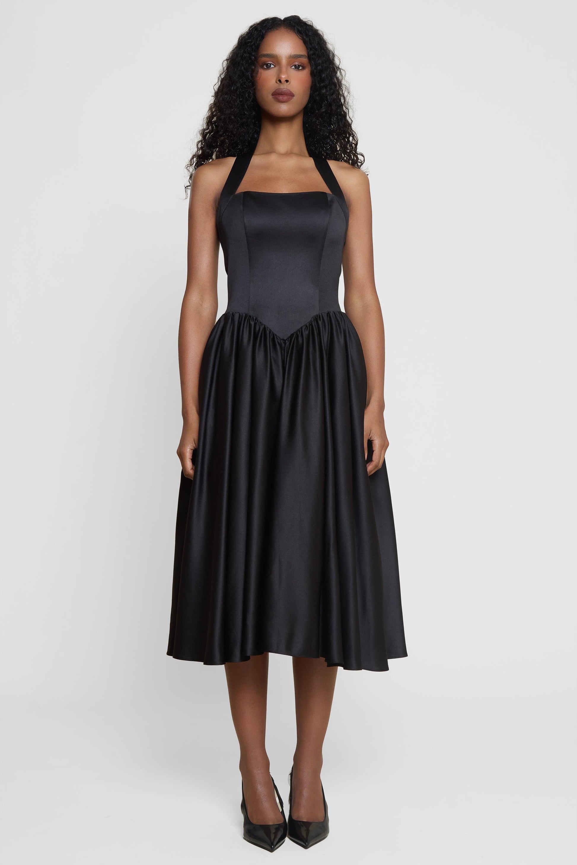 halter corset midi dress Rare London Corset Halter Midi Dress