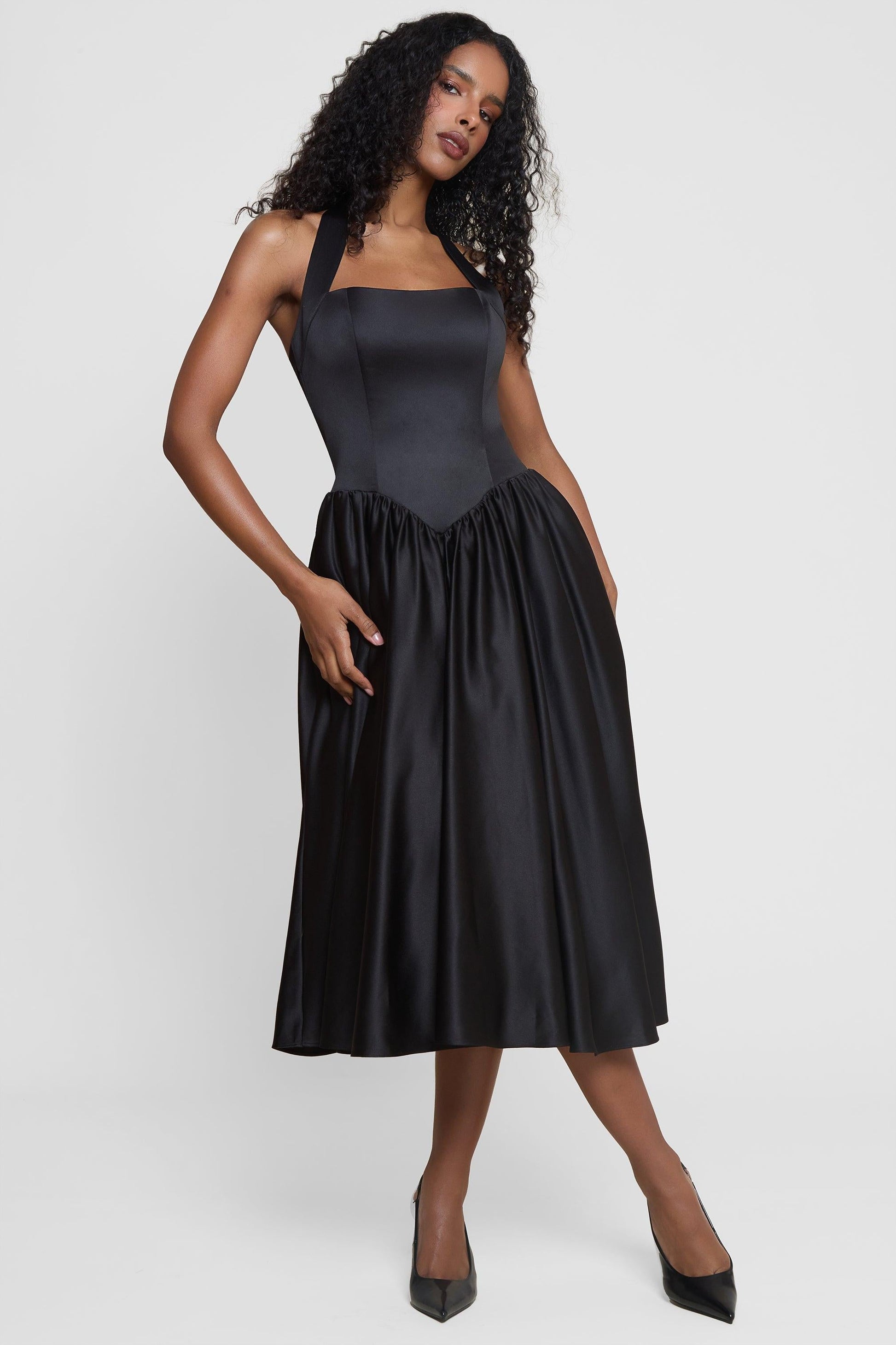 black halter corset dress Jovani D5091 size 8 Black Corset Halter Prom Dress