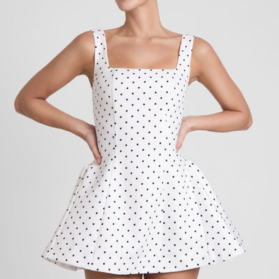 Ysabelle Babydoll Corset Mini Dress - Polka Dot